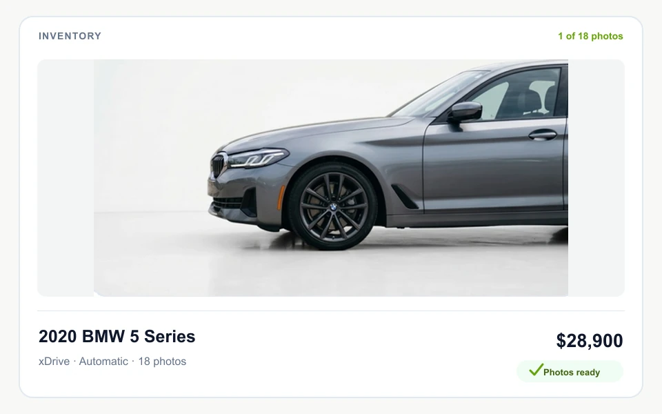 Vehicle listing preview using a polished CarPixAI studio image
